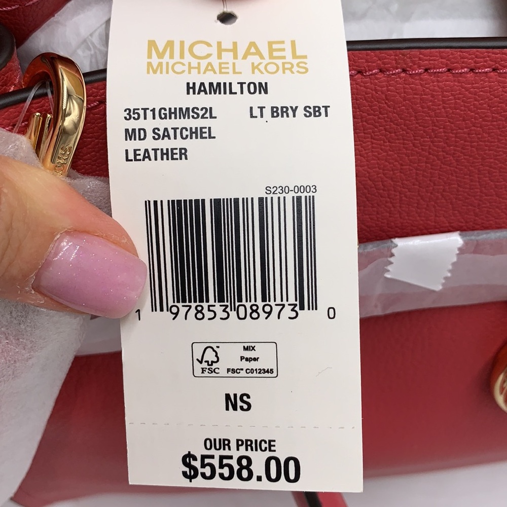MICHAEL KORS HAMILTON MEDIUM SATCHEL COLOR: LIGHT BERRY SHERBET NWT - Picture 14 of 14
